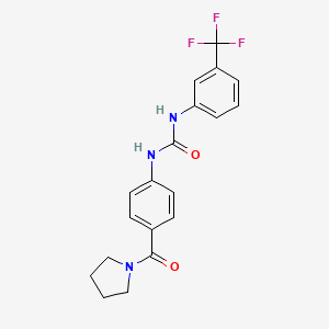 molecular formula C19H18F3N3O2 B4123708 1-[4-(Pyrrolidin-1-ylcarbonyl)phenyl]-3-[3-(trifluoromethyl)phenyl]urea 