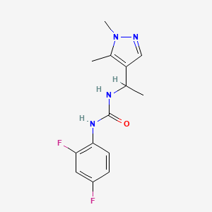 molecular formula C14H16F2N4O B4123728 N-(2,4-difluorophenyl)-N'-[1-(1,5-dimethyl-1H-pyrazol-4-yl)ethyl]urea 