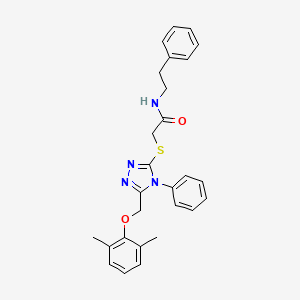 2-({5-[(2,6-dimethylphenoxy)methyl]-4-phenyl-4H-1,2,4-triazol-3-yl}sulfanyl)-N-(2-phenylethyl)acetamide