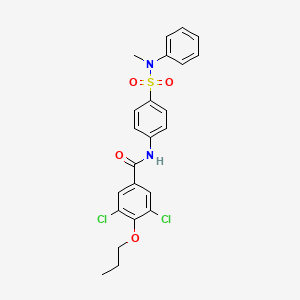 molecular formula C23H22Cl2N2O4S B4123851 3,5-dichloro-N-(4-{[methyl(phenyl)amino]sulfonyl}phenyl)-4-propoxybenzamide 