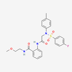 molecular formula C25H26FN3O5S B4123962 2-{[N-[(4-fluorophenyl)sulfonyl]-N-(4-methylphenyl)glycyl]amino}-N-(2-methoxyethyl)benzamide 