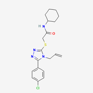 molecular formula C19H23ClN4OS B4123967 2-{[5-(4-chlorophenyl)-4-(prop-2-en-1-yl)-4H-1,2,4-triazol-3-yl]sulfanyl}-N-cyclohexylacetamide 