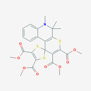 molecular formula C25H25NO8S3 B412406 Tetramethyl 5',5',6'-trimethyl-5',6'-dihydrospiro[1,3-dithiole-2,1'-thiopyrano[2,3-c]quinoline]-2',3',4,5-tetracarboxylate 