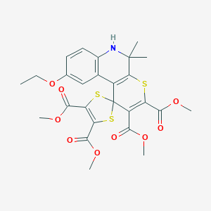 molecular formula C26H27NO9S3 B412409 Tetramethyl 9'-ethoxy-5',5'-dimethyl-5',6'-dihydrospiro[1,3-dithiole-2,1'-thiopyrano[2,3-c]quinoline]-2',3',4,5-tetracarboxylate CAS No. 301655-50-5