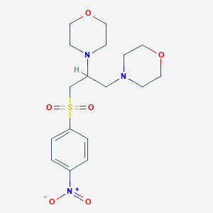 molecular formula C17H25N3O6S B4124098 4,4'-{3-[(4-Nitrophenyl)sulfonyl]propane-1,2-diyl}dimorpholine 