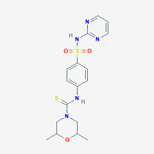 molecular formula C17H21N5O3S2 B4124118 2,6-dimethyl-N-{4-[(2-pyrimidinylamino)sulfonyl]phenyl}-4-morpholinecarbothioamide 