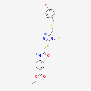 Ethyl 4-[[2-[[4-ethyl-5-[(4-fluorophenyl)methylsulfanylmethyl]-1,2,4-triazol-3-yl]sulfanyl]acetyl]amino]benzoate