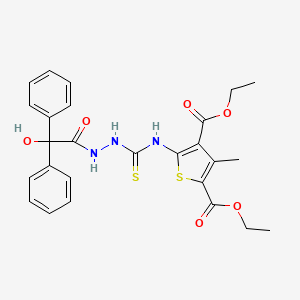 molecular formula C26H27N3O6S2 B4124152 diethyl 5-[({2-[hydroxy(diphenyl)acetyl]hydrazino}carbonothioyl)amino]-3-methyl-2,4-thiophenedicarboxylate 