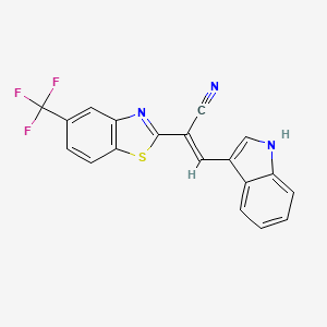 molecular formula C19H10F3N3S B4124165 (E)-3-(1H-indol-3-yl)-2-[5-(trifluoromethyl)-1,3-benzothiazol-2-yl]prop-2-enenitrile 