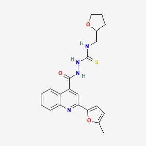 molecular formula C21H22N4O3S B4124191 2-{[2-(5-methylfuran-2-yl)quinolin-4-yl]carbonyl}-N-(tetrahydrofuran-2-ylmethyl)hydrazinecarbothioamide 