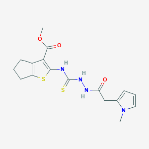 methyl 2-[({2-[(1-methyl-1H-pyrrol-2-yl)acetyl]hydrazino}carbonothioyl)amino]-5,6-dihydro-4H-cyclopenta[b]thiophene-3-carboxylate