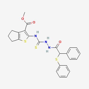 methyl 2-[({2-[phenyl(phenylsulfanyl)acetyl]hydrazinyl}carbonothioyl)amino]-5,6-dihydro-4H-cyclopenta[b]thiophene-3-carboxylate