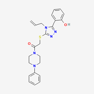 molecular formula C23H25N5O2S B4124259 2-{[5-(2-HYDROXYPHENYL)-4-(PROP-2-EN-1-YL)-1,2,4-TRIAZOL-3-YL]SULFANYL}-1-(4-PHENYLPIPERAZIN-1-YL)ETHANONE 