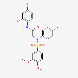 molecular formula C23H22BrFN2O5S B4124286 N~1~-(4-bromo-2-fluorophenyl)-N~2~-[(3,4-dimethoxyphenyl)sulfonyl]-N~2~-(4-methylphenyl)glycinamide 