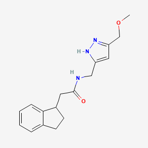 2-(2,3-dihydro-1H-inden-1-yl)-N-[[3-(methoxymethyl)-1H-pyrazol-5-yl]methyl]acetamide