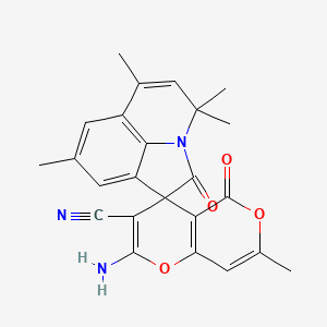 2-amino-4',4',6',7,8'-pentamethyl-2',5-dioxo-4'H,5H-spiro[pyrano[4,3-b]pyran-4,1'-pyrrolo[3,2,1-ij]quinoline]-3-carbonitrile