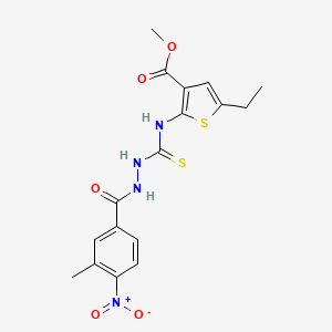 molecular formula C17H18N4O5S2 B4124407 methyl 5-ethyl-2-({[2-(3-methyl-4-nitrobenzoyl)hydrazino]carbonothioyl}amino)-3-thiophenecarboxylate 