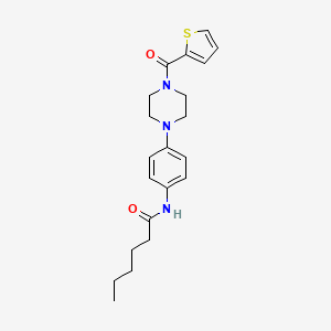 molecular formula C21H27N3O2S B4124430 N-{4-[4-(2-thienylcarbonyl)-1-piperazinyl]phenyl}hexanamide 