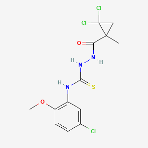 molecular formula C13H14Cl3N3O2S B4124438 N-(5-chloro-2-methoxyphenyl)-2-[(2,2-dichloro-1-methylcyclopropyl)carbonyl]hydrazinecarbothioamide 