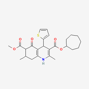 3-Cycloheptyl 6-methyl 2,7-dimethyl-5-oxo-4-(thiophen-2-yl)-1,4,5,6,7,8-hexahydroquinoline-3,6-dicarboxylate