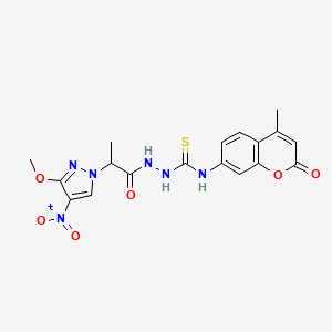 2-[2-(3-methoxy-4-nitro-1H-pyrazol-1-yl)propanoyl]-N-(4-methyl-2-oxo-2H-chromen-7-yl)hydrazinecarbothioamide