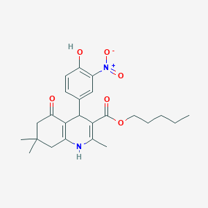 molecular formula C24H30N2O6 B412471 Pentyl 4-(4-hydroxy-3-nitrophenyl)-2,7,7-trimethyl-5-oxo-1,4,5,6,7,8-hexahydro-3-quinolinecarboxylate 