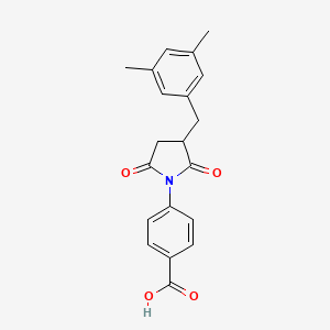 molecular formula C20H19NO4 B4124725 4-{3-[(3,5-DIMETHYLPHENYL)METHYL]-2,5-DIOXOPYRROLIDIN-1-YL}BENZOIC ACID 