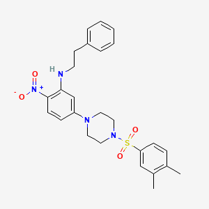 (5-{4-[(3,4-dimethylphenyl)sulfonyl]-1-piperazinyl}-2-nitrophenyl)(2-phenylethyl)amine