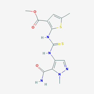 molecular formula C13H15N5O3S2 B4124762 methyl 2-[({[5-(aminocarbonyl)-1-methyl-1H-pyrazol-4-yl]amino}carbonothioyl)amino]-5-methyl-3-thiophenecarboxylate 