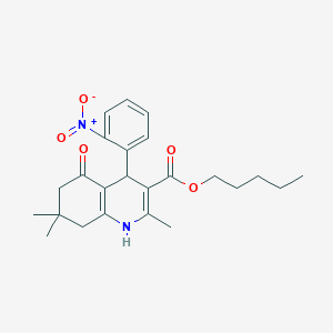 molecular formula C24H30N2O5 B412482 Pentyl 2,7,7-trimethyl-4-(2-nitrophenyl)-5-oxo-1,4,5,6,7,8-hexahydroquinoline-3-carboxylate CAS No. 295343-87-2