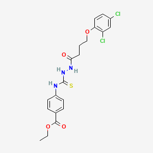 molecular formula C20H21Cl2N3O4S B4124824 ethyl 4-[({2-[4-(2,4-dichlorophenoxy)butanoyl]hydrazino}carbonothioyl)amino]benzoate 