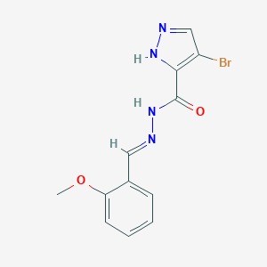 molecular formula C12H11BrN4O2 B412496 4-bromo-N'-(2-methoxybenzylidene)-1H-pyrazole-5-carbohydrazide 
