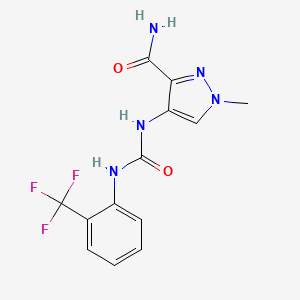 1-METHYL-4-({[2-(TRIFLUOROMETHYL)ANILINO]CARBONYL}AMINO)-1H-PYRAZOLE-3-CARBOXAMIDE