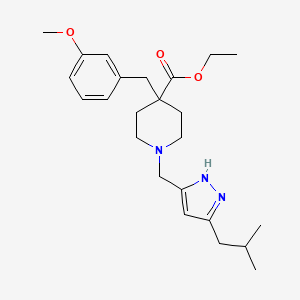 molecular formula C24H35N3O3 B4124991 ethyl 4-[(3-methoxyphenyl)methyl]-1-[[3-(2-methylpropyl)-1H-pyrazol-5-yl]methyl]piperidine-4-carboxylate 