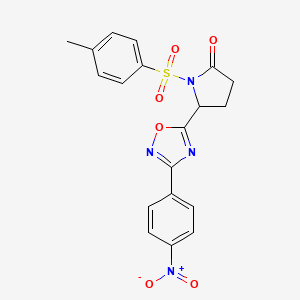 1-[(4-Methylphenyl)sulfonyl]-5-[3-(4-nitrophenyl)-1,2,4-oxadiazol-5-yl]pyrrolidin-2-one