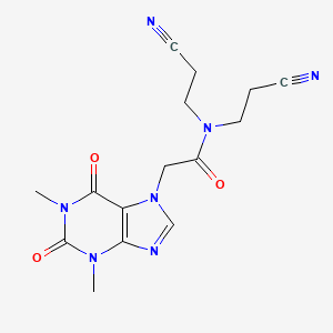 molecular formula C15H17N7O3 B4124998 N,N-bis(2-cyanoethyl)-2-(1,3-dimethyl-2,6-dioxo-1,2,3,6-tetrahydro-7H-purin-7-yl)acetamide 