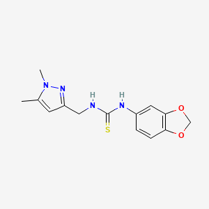 molecular formula C14H16N4O2S B4125024 N-1,3-benzodioxol-5-yl-N'-[(1,5-dimethyl-1H-pyrazol-3-yl)methyl]thiourea 