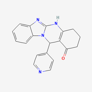 molecular formula C19H16N4O B4125038 12-(pyridin-4-yl)-3,4,5,12-tetrahydrobenzimidazo[2,1-b]quinazolin-1(2H)-one 