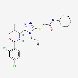 molecular formula C24H31Cl2N5O2S B4125095 N-[1-(4-allyl-5-{[2-(cyclohexylamino)-2-oxoethyl]thio}-4H-1,2,4-triazol-3-yl)-2-methylpropyl]-2,4-dichlorobenzamide 