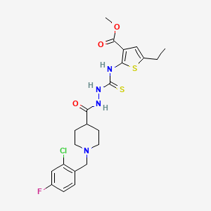 molecular formula C22H26ClFN4O3S2 B4125099 methyl 2-{[(2-{[1-(2-chloro-4-fluorobenzyl)-4-piperidinyl]carbonyl}hydrazino)carbonothioyl]amino}-5-ethyl-3-thiophenecarboxylate 