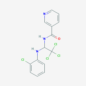molecular formula C14H11Cl4N3O B412514 N-[2,2,2-trichloro-1-(2-chloroanilino)ethyl]nicotinamide 