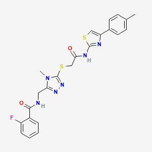 2-fluoro-N-({4-methyl-5-[(2-{[4-(4-methylphenyl)-1,3-thiazol-2-yl]amino}-2-oxoethyl)sulfanyl]-4H-1,2,4-triazol-3-yl}methyl)benzamide