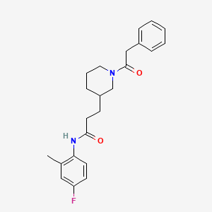 molecular formula C23H27FN2O2 B4125190 N-(4-fluoro-2-methylphenyl)-3-[1-(phenylacetyl)-3-piperidinyl]propanamide 