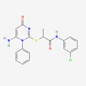 2-[(6-amino-4-oxo-1-phenyl-1,4-dihydropyrimidin-2-yl)sulfanyl]-N-(3-chlorophenyl)propanamide