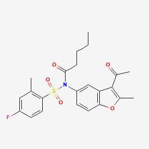 N-(3-ACETYL-2-METHYL-1-BENZOFURAN-5-YL)-N-(4-FLUORO-2-METHYLBENZENESULFONYL)PENTANAMIDE