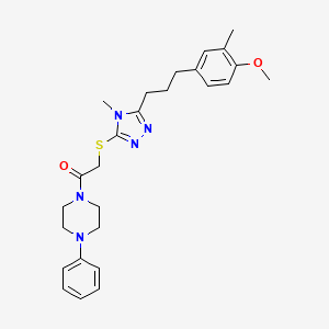 molecular formula C26H33N5O2S B4125331 2-({5-[3-(4-methoxy-3-methylphenyl)propyl]-4-methyl-4H-1,2,4-triazol-3-yl}sulfanyl)-1-(4-phenylpiperazin-1-yl)ethanone 