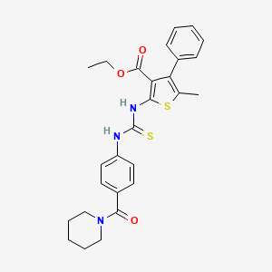 ethyl 5-methyl-4-phenyl-2-[({[4-(1-piperidinylcarbonyl)phenyl]amino}carbonothioyl)amino]-3-thiophenecarboxylate