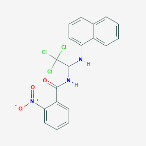 molecular formula C19H14Cl3N3O3 B412540 2-nitro-N-[2,2,2-trichloro-1-(1-naphthylamino)ethyl]benzamide 