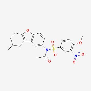 N-(4-methoxy-3-nitrophenyl)sulfonyl-N-(8-methyl-6,7,8,9-tetrahydrodibenzofuran-2-yl)acetamide