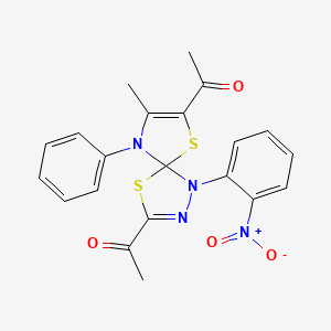 1,1'-[8-methyl-1-(2-nitrophenyl)-9-phenyl-4,6-dithia-1,2,9-triazaspiro[4.4]nona-2,7-diene-3,7-diyl]diethanone